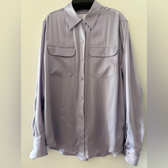 EQUIPMENT Signature Silk Satin Shirt In Languid Lavender Purple, Medium, NEW - Picture 4 of 7